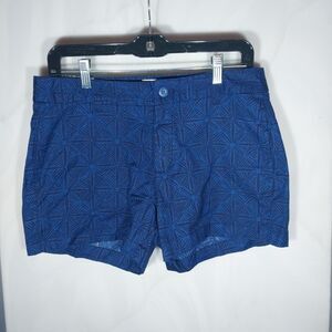 Gap Khakis Womens 6 Blue Geometric Boho 4” Shorts NWT Casual Pockets